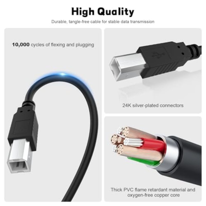 ET-2800 Printer Cable USB 2.0 Compatible with Epson EcoTank ET-2800, ET-4800, ET-2400, ET-2850, ET-8550, ET-4850, ET-3850, ET-15000, ET-8500, XP-5200, XP-4200 Printer 5 ft, 1.5 m - Image 5