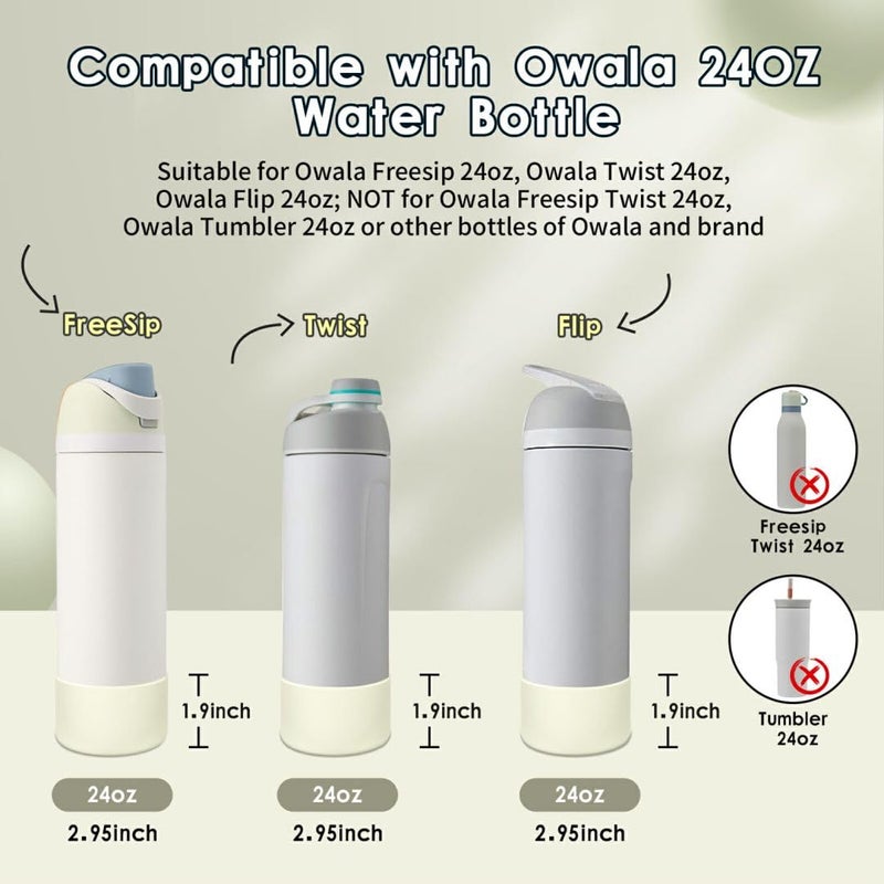 BKBY 2PCS Silicone Water Bottle Boot, Compatible with Owala 24oz 32oz 40oz, Protective Anti-Scratch & Anti-Dent No Noise Sleeve Cover for FreeSip/Twist/Flip Water Bottles (Iced Breeze, 24oz) - Image 2