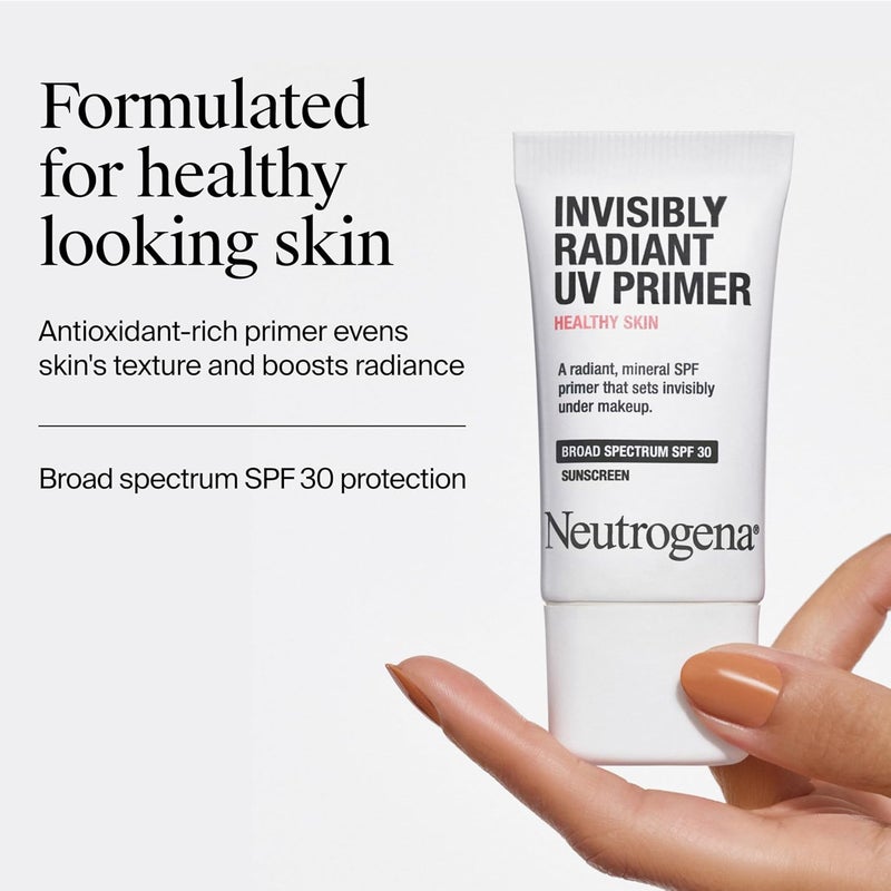 Neutrogena Healthy Skin Invisibly Radiant UV Face Primer with SPF 30 Mineral SPF Primer Sets Invisibly Under Makeup Broad Spectrum Sunscreen Suitable for All Skin Types 1 fl oz
