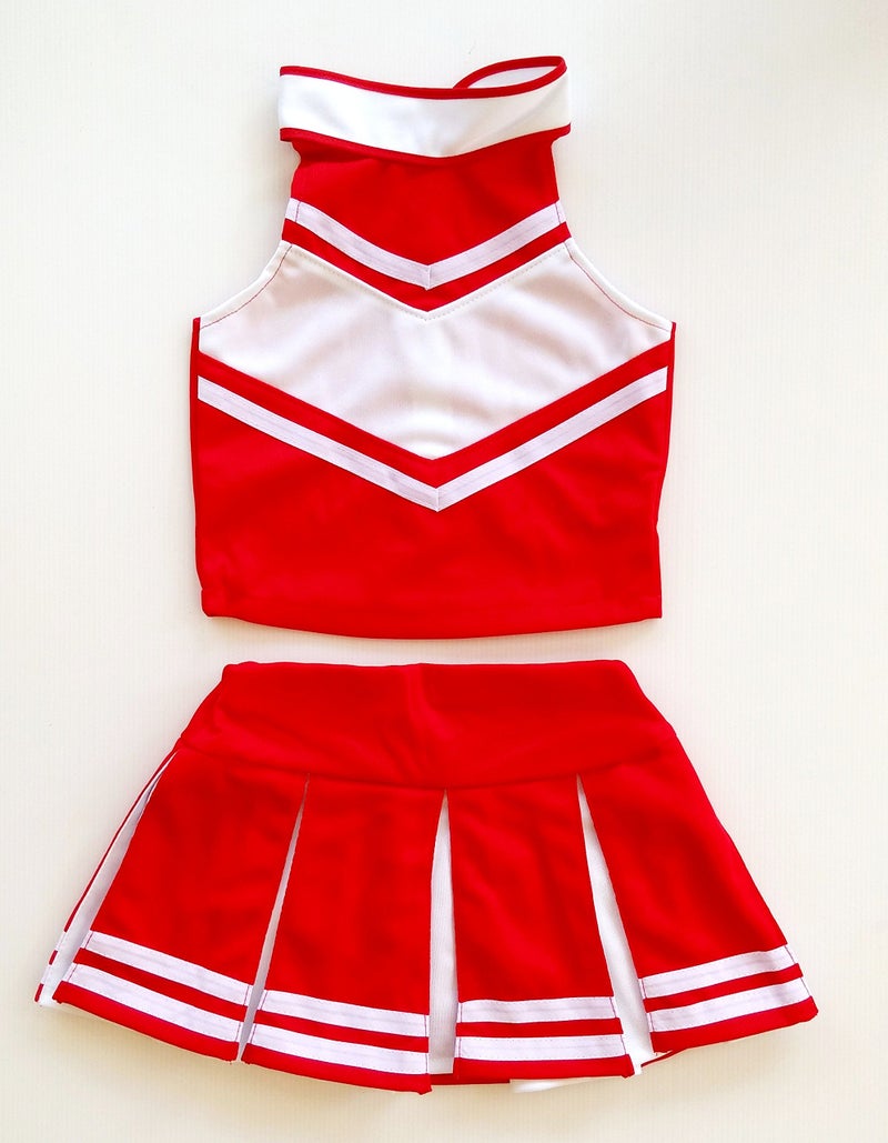 Total 2550 Little Girls' Cheerleader Cheerleading Outfit Uniform Costume Cosplay Red/White (S / 2-5) - Image 2