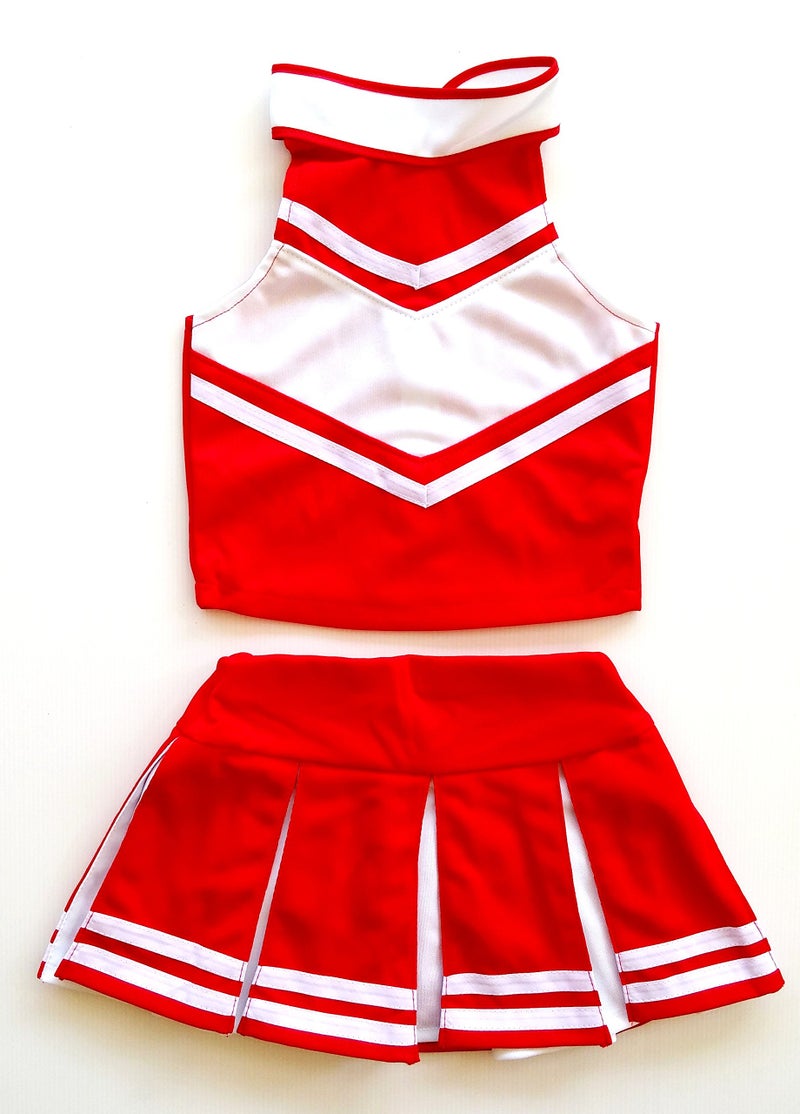 Total 2550 Little Girls' Cheerleader Cheerleading Outfit Uniform Costume Cosplay Red/White (S / 2-5) - Image 1