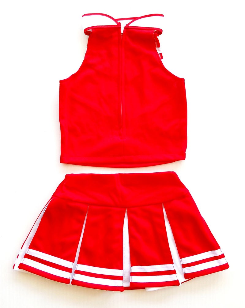 Total 2550 Little Girls' Cheerleader Cheerleading Outfit Uniform Costume Cosplay Red/White (S / 2-5) - Image 5