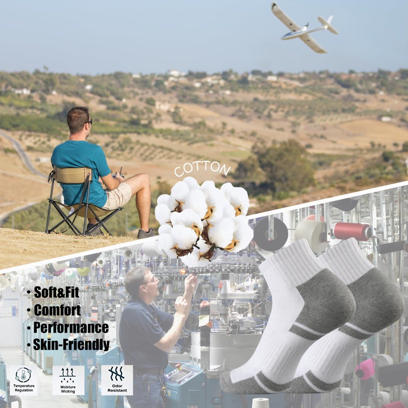 Ortis Low Cut Quarter Socks for Men Cotton Cushion Moisture Wicking Mesh Ventilating Running Training(White L) - Image 5