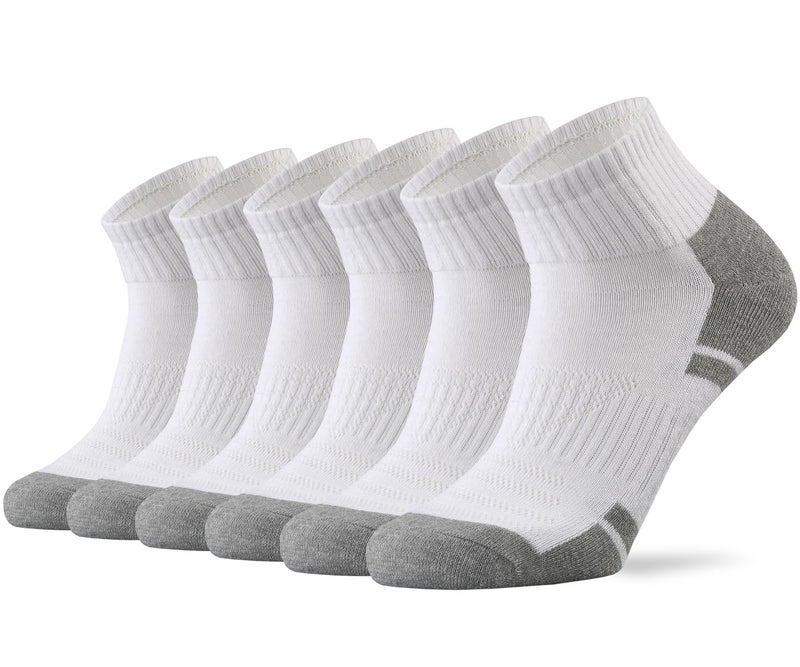 Ortis Low Cut Quarter Socks for Men Cotton Cushion Moisture Wicking Mesh Ventilating Running Training(White L) - Image 1