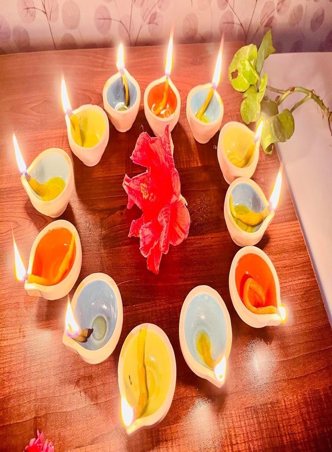 The Pot Dealer Ceramic Diya/Deepak Oil Lamp for Home Ceramic Reusable Diya in Different Colors Diwali | Navratri | New Home Temple Puja Articles Decor Gifts Set (Pack of 12) - Image 5