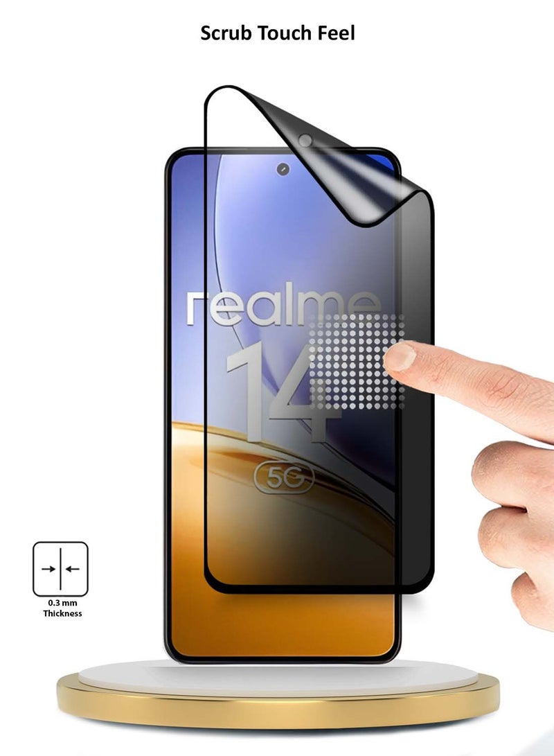 Wtech Realme 14 5G 2025 Premium Nano Ceramic Privacy Full Glue Full Cover Matte Flexible Screen Protector (MSCNMP) - Clear/Black - Image 3