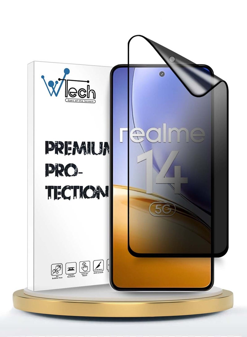 Wtech Realme 14 5G 2025 Premium Nano Ceramic Privacy Full Glue Full Cover Matte Flexible Screen Protector (MSCNMP) - Clear/Black - Image 1