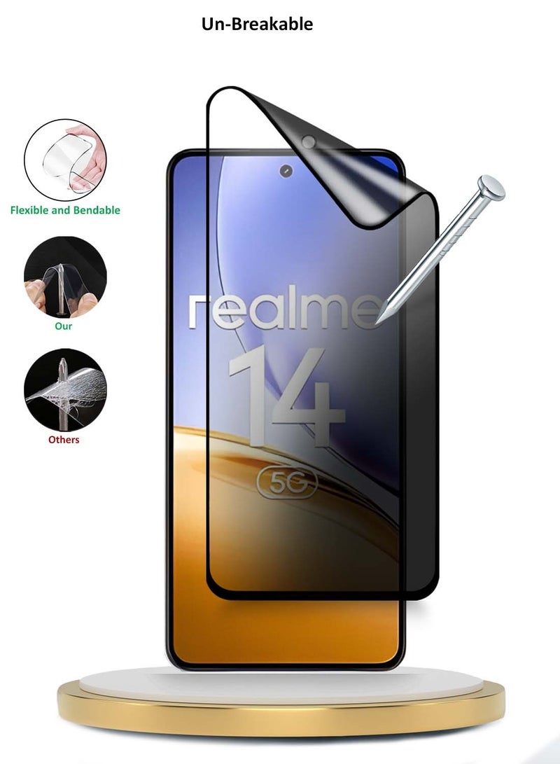 Wtech Realme 14 5G 2025 Premium Nano Ceramic Privacy Full Glue Full Cover Matte Flexible Screen Protector (MSCNMP) - Clear/Black - Image 4