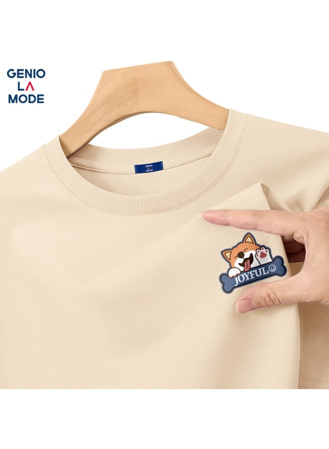 Geniolamode Men's Cotton Comfortable Breathable Loose Casual Fashion All-match Short Sleeve Men's Clothing Tide Light Rice 2XL - Image 1