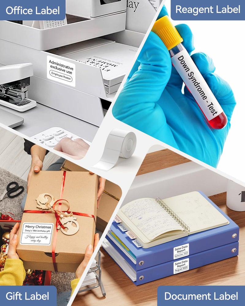 NIIMBOT Label Maker Tape White Label Print Paper Compatible for NIIMBOT B1 B21 B3S, Thermal Sticker Paper 1.57'' x 1.18'' Waterproof Labeling Tape Replacement 230 Labels/Roll, White - Image 4