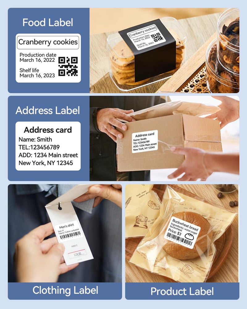 NIIMBOT Label Maker Tape White Label Print Paper Compatible for NIIMBOT B1 B21 B3S, Thermal Sticker Paper 1.57'' x 1.18'' Waterproof Labeling Tape Replacement 230 Labels/Roll, White - Image 5