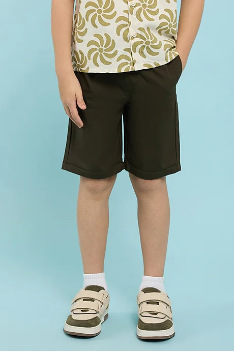 أر أند بي Solid Shorts with Drawstring Waist