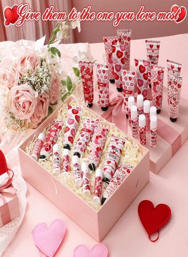 Demissle 36 Sets Valentine's Day Hand Cream and Lip Balm Gift Set Bulk Small Love Heart Lotion Lip Care Travel Size Valentine's Galentine's Favor for Women Guest Coworker Teacher Bridal Shower - Image 3