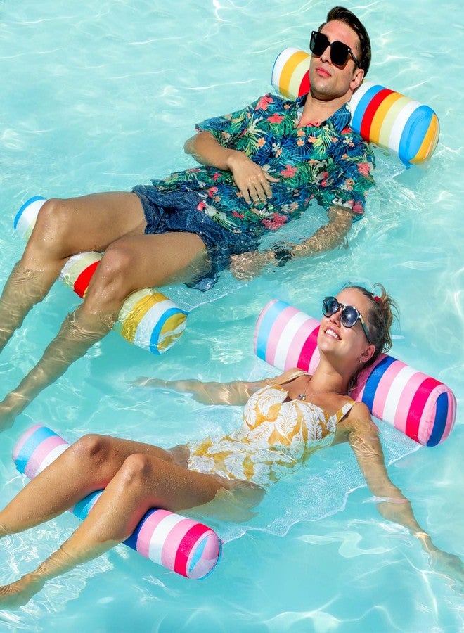 FindUWill 2Pack Fabric Pool Floats Adults - XL Premium Water Floats, Inflatable Multi-Purpose Swimming Pool Float Floating Floaties for Adults (Pink&Yellow) - Image 1