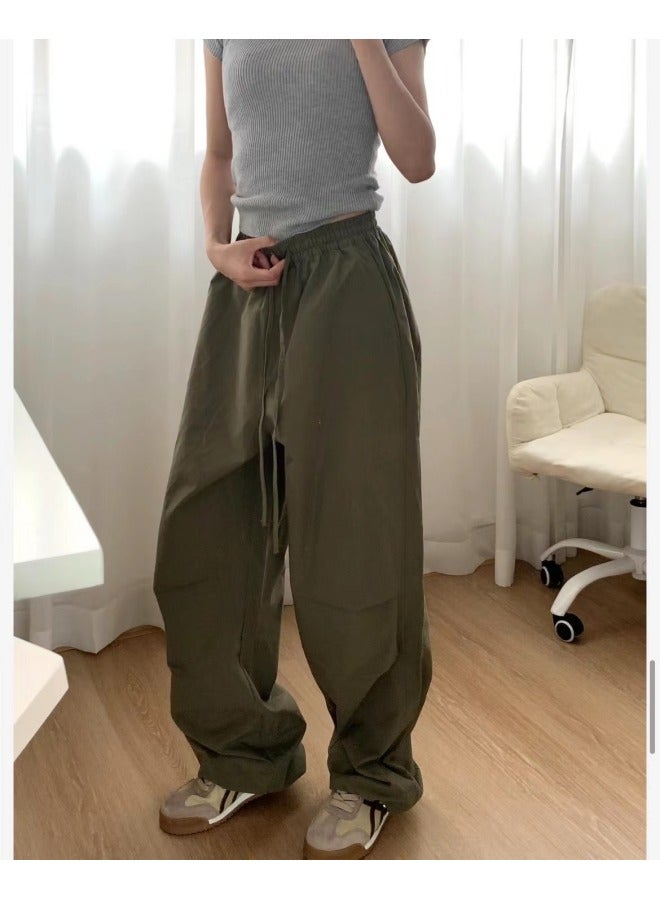 Summer  American Casual Pants New Tall Hot Girl Wide Leg Pants Thin Women's Slim Chic Parachute Pants