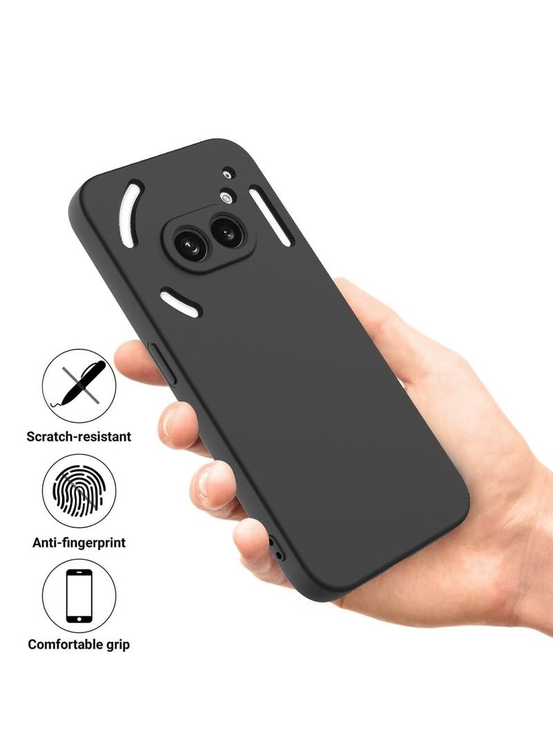 MUNTAQI غطاء سيليكون سائل لمسة حريرية متوافق مع هاتف ناثينغ 2a / 2a بلس (6.7 بوصة) - أسود واقي للصدمات ومضاد للخدوش مع بطانة ميكروفايبر ناعمة، تصميم نحيف، حماية متينة من السقوط للاستخدام اليومي - Image 3