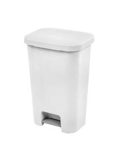 Sterilite Premium Polypropylene Rectangular Touchless Pedal Bin White 11.9 Gal 6040047  - Image 1