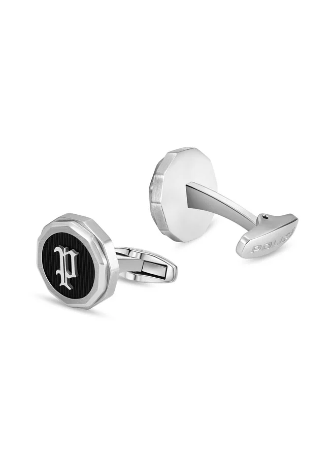 POLICE  Guard Stailver Cufflinks with P Logo Fringe for Men  | Best Price UAE