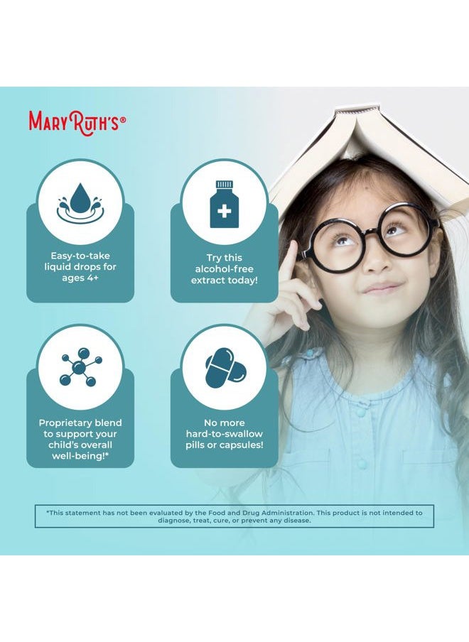 MaryRuth Organics - Kids Brain Supplements for Memory and Focus, USDA Organic Drops with Ginkgo Biloba, Rhodiola Root & Licorice Root, Focus & Attention, Calm, Vegan, Non-GMO, Gluten Free, 30 Servings - Image 1