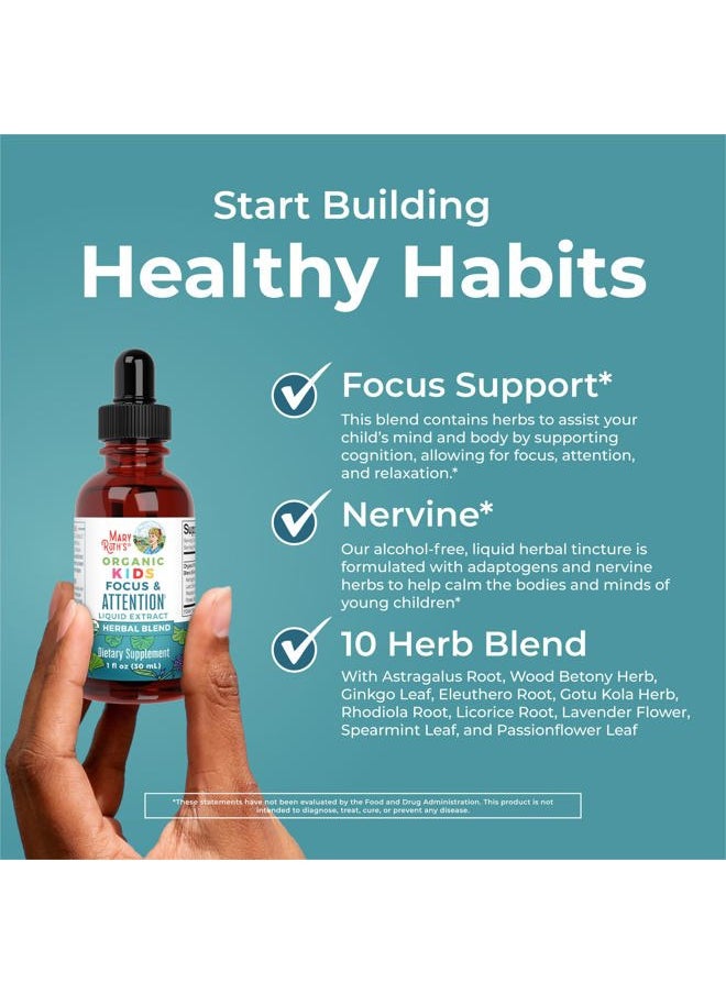 MaryRuth Organics - Kids Brain Supplements for Memory and Focus, USDA Organic Drops with Ginkgo Biloba, Rhodiola Root & Licorice Root, Focus & Attention, Calm, Vegan, Non-GMO, Gluten Free, 30 Servings - Image 1
