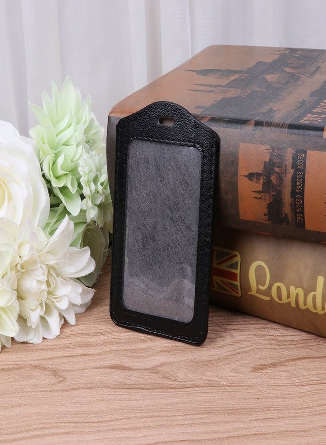 Youngy 10 Colors ID Window Business Work Card Holder Leather Case Badge Vertical Type - Hot Pink - Image 4