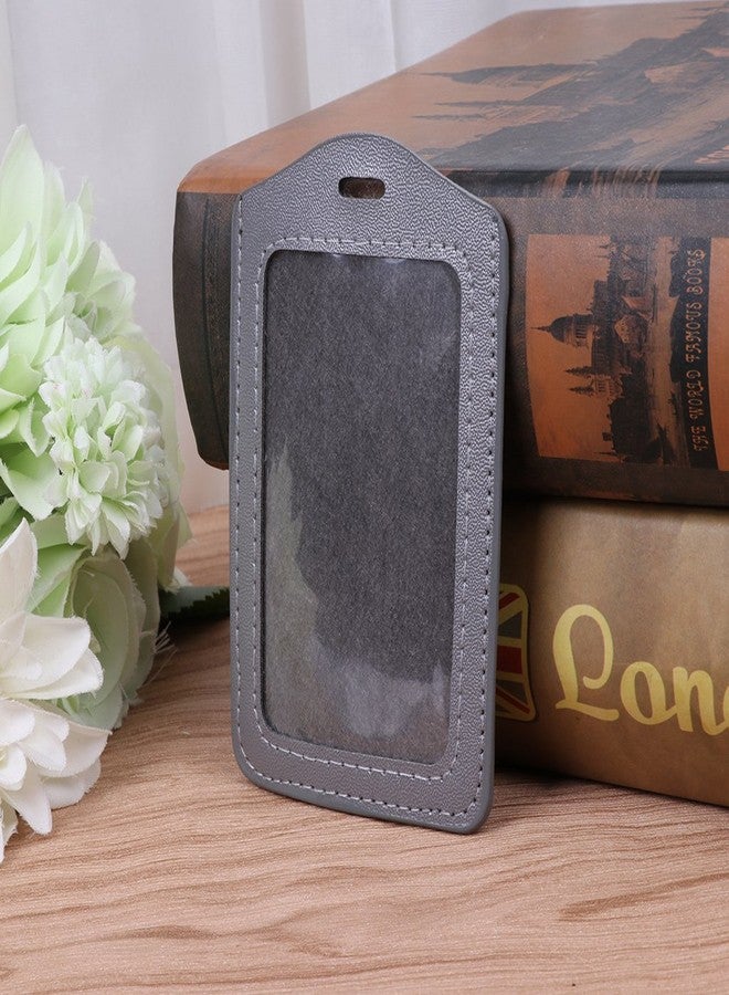 Youngy 10 Colors ID Window Business Work Card Holder Leather Case Badge Vertical Type - Hot Pink - Image 2