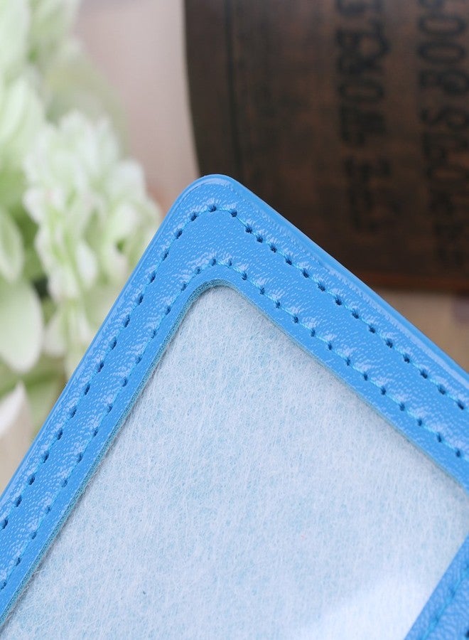 Youngy 10 Colors ID Window Business Work Card Holder Leather Case Badge Vertical Type - Hot Pink - Image 3