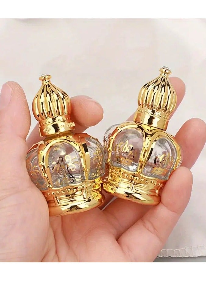 Rozino 2pcs 4-Pattern Luxury Golden Essential Oil Roller Bottle - Refillable, Perfume Glass Bottle, Roll-On, Cosmetics Container - 15ml/0.51oz Capacity, Random Pattern Selection - Image 1