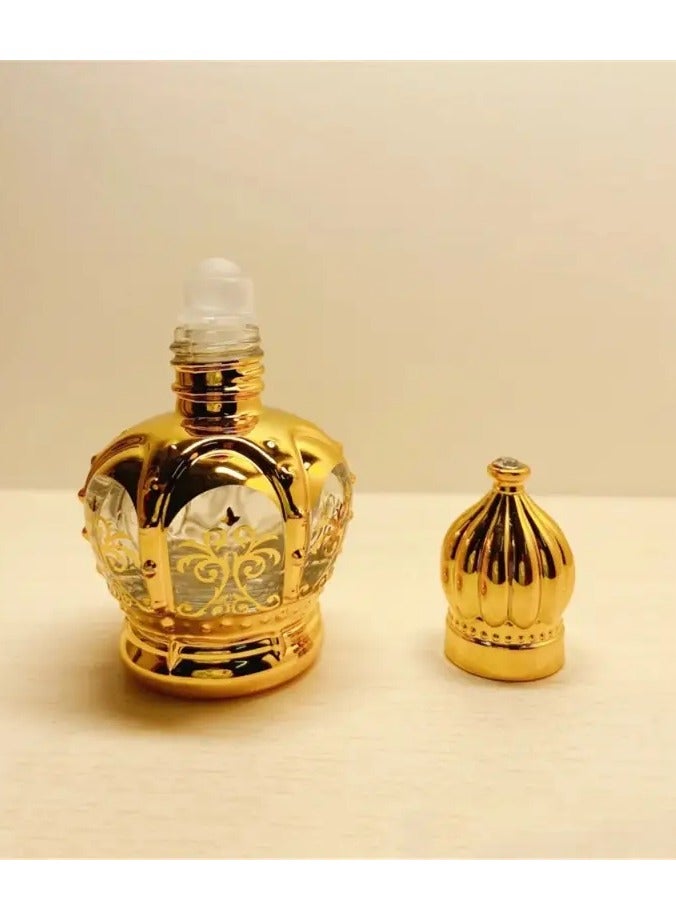 Rozino 2pcs 4-Pattern Luxury Golden Essential Oil Roller Bottle - Refillable, Perfume Glass Bottle, Roll-On, Cosmetics Container - 15ml/0.51oz Capacity, Random Pattern Selection - Image 2