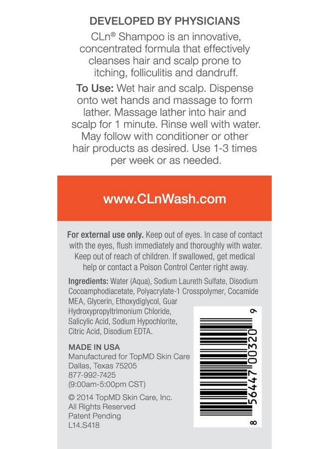 سي إل إن شامبو CLn® - تركيبة منقية بحمض الساليسيليك، لفروة الرأس العادية إلى الدهنية المعرضة لالتهاب الجريبات والقشرة والحكة وفروة الرأس المتقشرة، خالٍ من العطور والبارابين، 8 أونصة سائلة. - Image 2