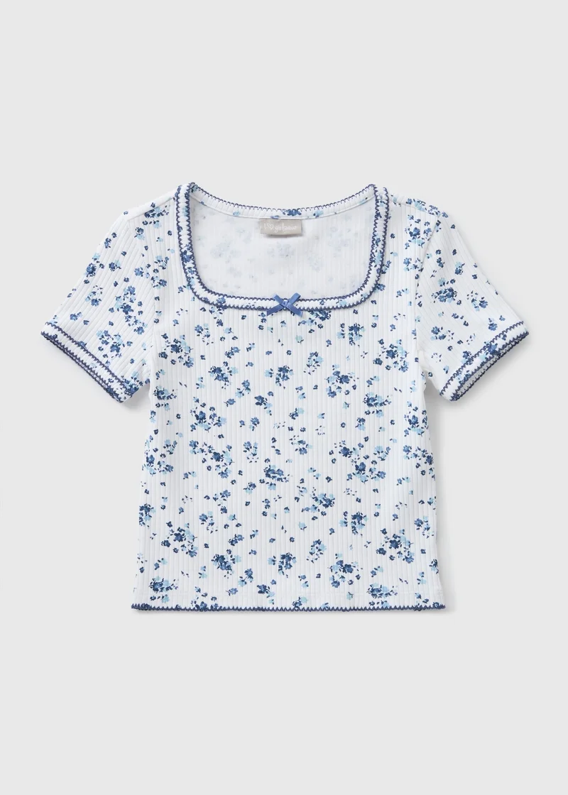 Matalan Girls Blue Ditsy Floral T-Shirt
