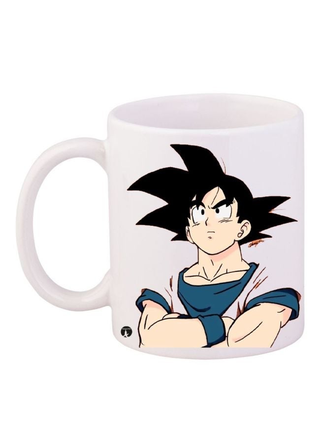 RYN Goku Printed Coffee Mug White/Beige/Black 11ounce