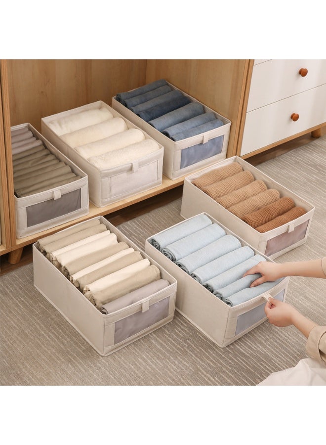 4 Pack Foldable Fabric Storage Boxes for Clothes - Wardrobe Organizer with Clear Window | Stackable Closet Bins for Sweaters, Pants, Toys | Space-Saving Home Storage Solutions  - Image 4