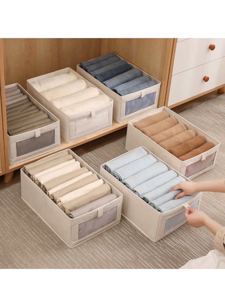 4 Pack Foldable Fabric Storage Boxes for Clothes - Wardrobe Organizer with Clear Window | Stackable Closet Bins for Sweaters, Pants, Toys | Space-Saving Home Storage Solutions  - Image 1