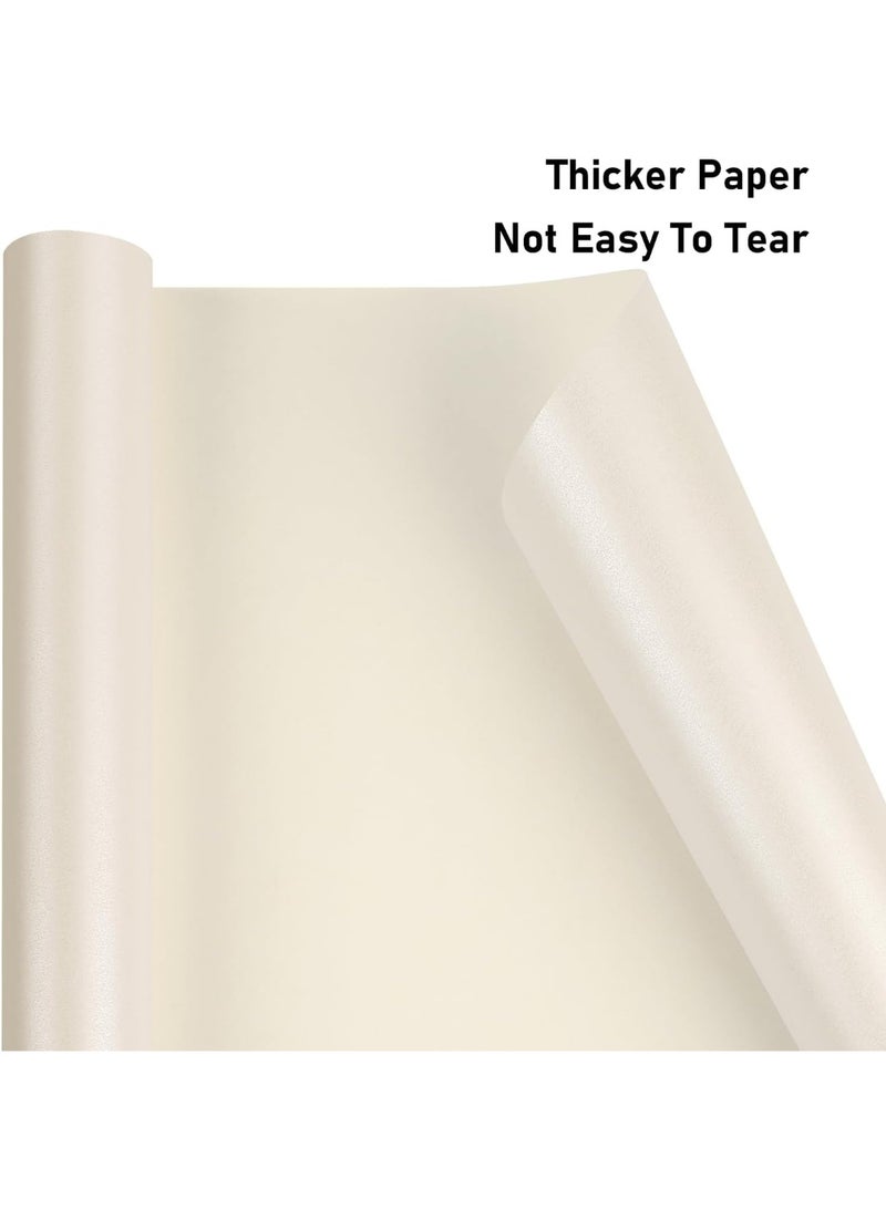 Off White Matte Wrapping Paper,Solid Color Pearly-Lustre Paper,Gift Wrapping Paper,Perfect for Wedding, Valentine's Day,Birthday, Christmas,Baby Shower,DIY Bouquet (17 Inches X 32.8 Feet) - Image 4