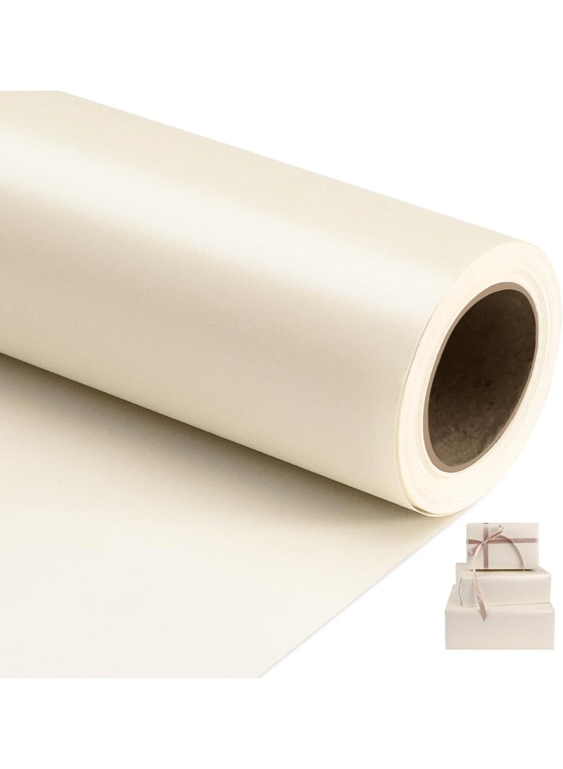 Off White Matte Wrapping Paper,Solid Color Pearly-Lustre Paper,Gift Wrapping Paper,Perfect for Wedding, Valentine's Day,Birthday, Christmas,Baby Shower,DIY Bouquet (17 Inches X 32.8 Feet) - Image 1