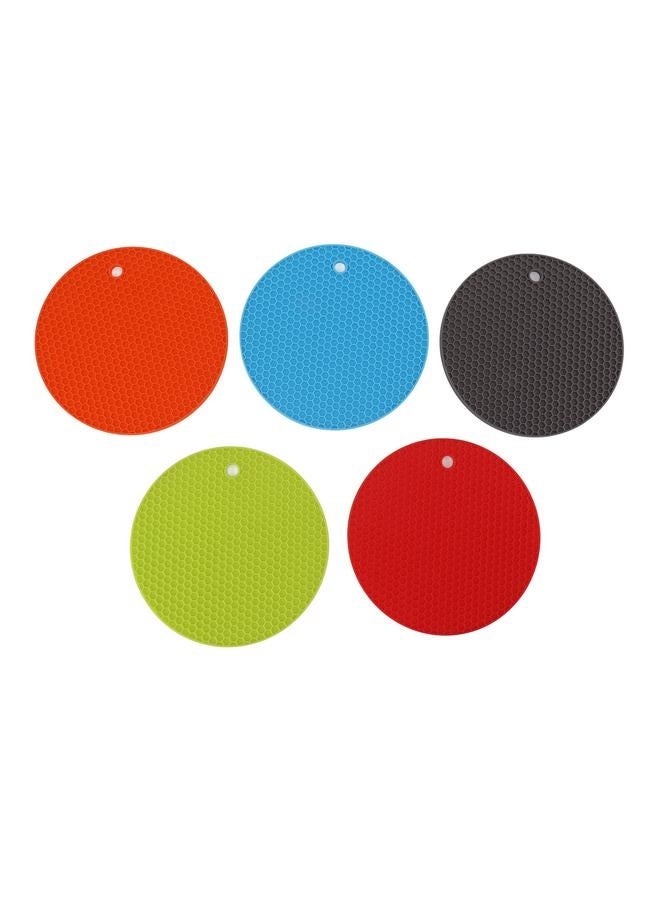 بيوينتي 5 قطع حصائر سيليكون دائرية مضادة للانزلاق مقاومة للحرارة متعددة الاستخدامات لحماية أسطح المطبخ من الأواني الساخنة والمقالي والأطباق - Image 1