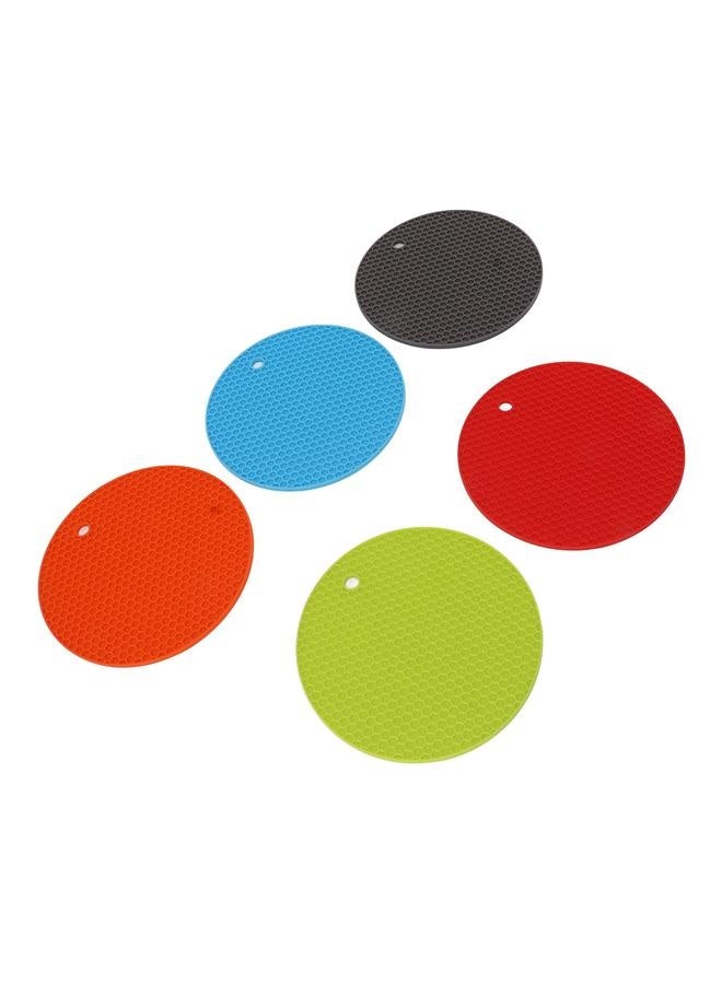 بيوينتي 5 قطع حصائر سيليكون دائرية مضادة للانزلاق مقاومة للحرارة متعددة الاستخدامات لحماية أسطح المطبخ من الأواني الساخنة والمقالي والأطباق - Image 3