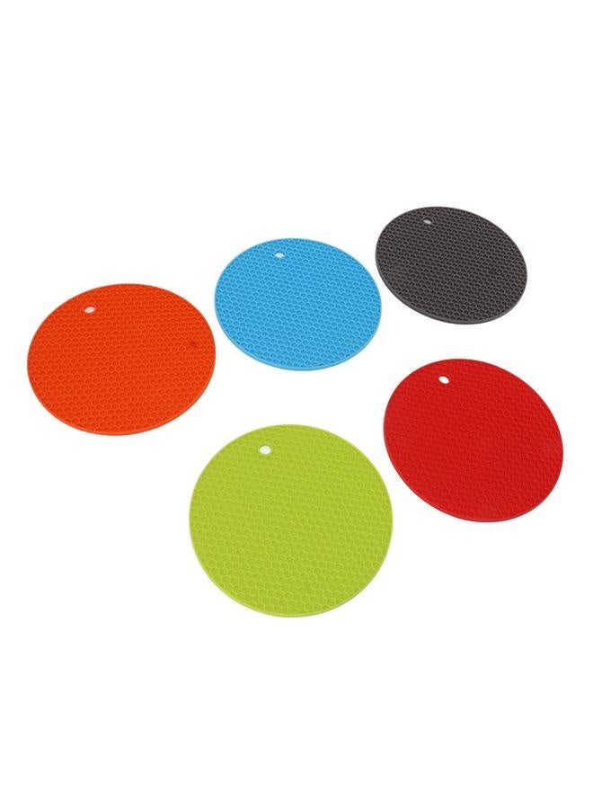 بيوينتي 5 قطع حصائر سيليكون دائرية مضادة للانزلاق مقاومة للحرارة متعددة الاستخدامات لحماية أسطح المطبخ من الأواني الساخنة والمقالي والأطباق - Image 2