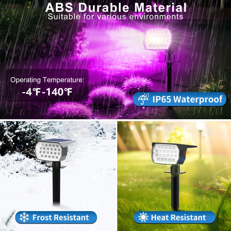 Tadyreal Solar Color Changing Spot Lights Outdoor Waterproof Colored RGB Solar Powered Landscape Lights for Yard 7 Lighting Modes Multicolor Solar Spotlights for Pathway Garden Outside (10 Pack) - Image 4