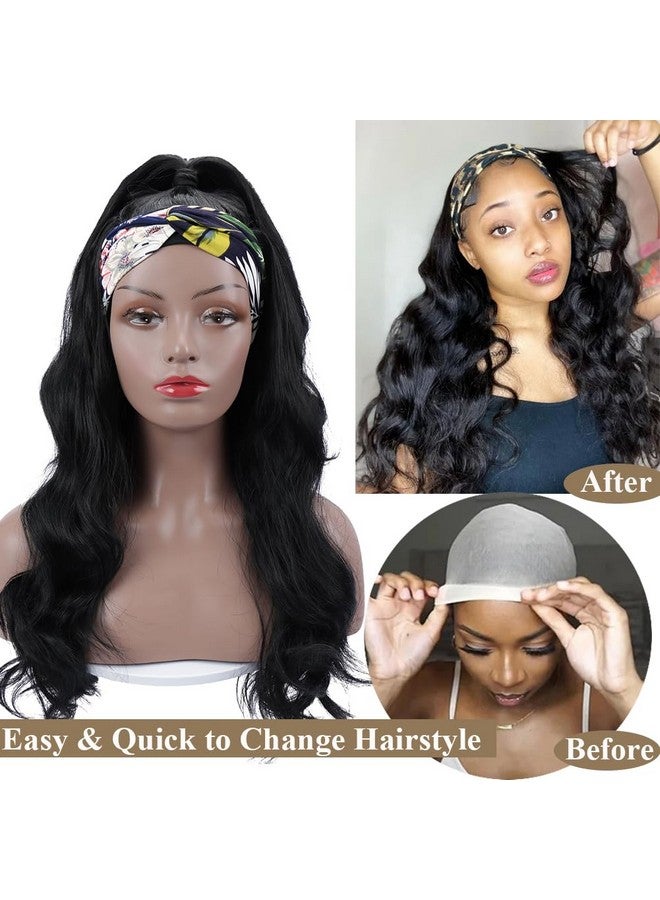 كولورفول كوين باروكة شعر مستعار ملونة بدون غراء، سوداء طويلة مموجة، للنساء ذوات البشرة السمراء، شعر مستعار صناعي مموج طبيعي المظهر، مقاوم للحرارة، كثافة 180% (26 بوصة، 1B#) - Image 3