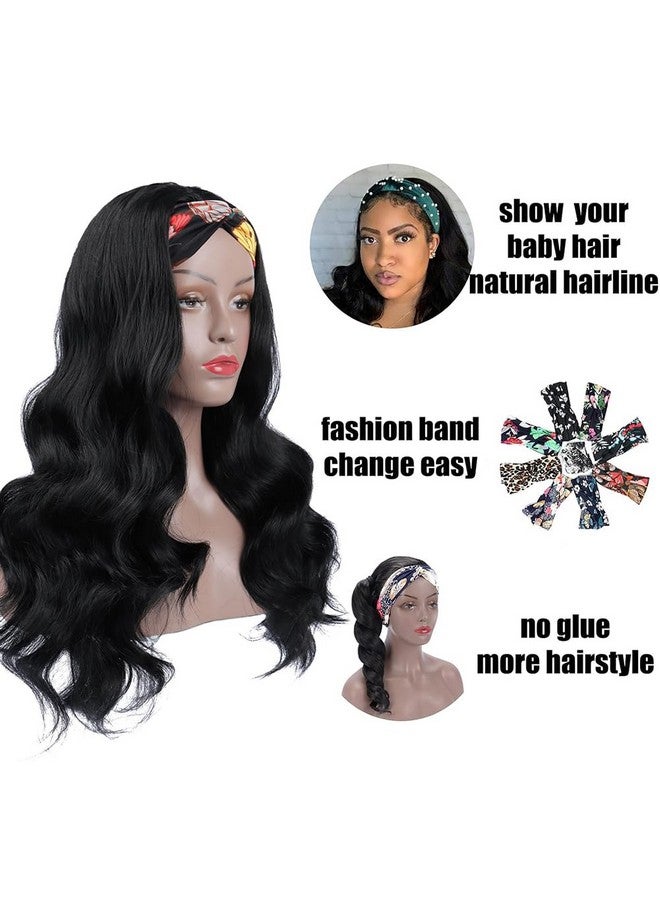 كولورفول كوين باروكة شعر مستعار ملونة بدون غراء، سوداء طويلة مموجة، للنساء ذوات البشرة السمراء، شعر مستعار صناعي مموج طبيعي المظهر، مقاوم للحرارة، كثافة 180% (26 بوصة، 1B#) - Image 2