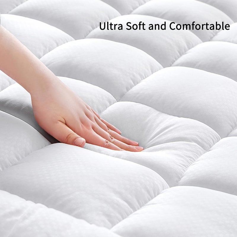 GERHOME Queen Size Quilted Fitted Mattress Pad Cover with Deep Pocket Fitted 8" - 21", Ultra Soft and Comfortable, Breathable (White, Queen) - Image 2