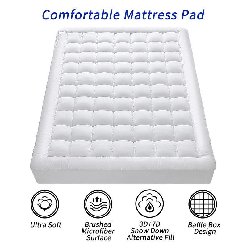 GERHOME Queen Size Quilted Fitted Mattress Pad Cover with Deep Pocket Fitted 8" - 21", Ultra Soft and Comfortable, Breathable (White, Queen) - Image 5