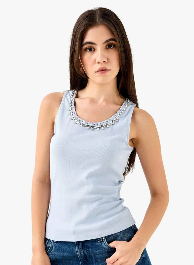 Iconic Embellished Ribbed Tank Top