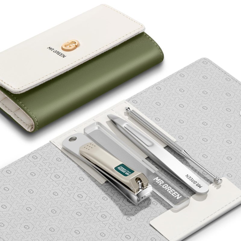 MRGREEN Colorful Manicure Set Practical Pedicure Kits Nail Clippers Personal Care Tools Facial Hair Scissors with Fashion Case Mr6681 Green