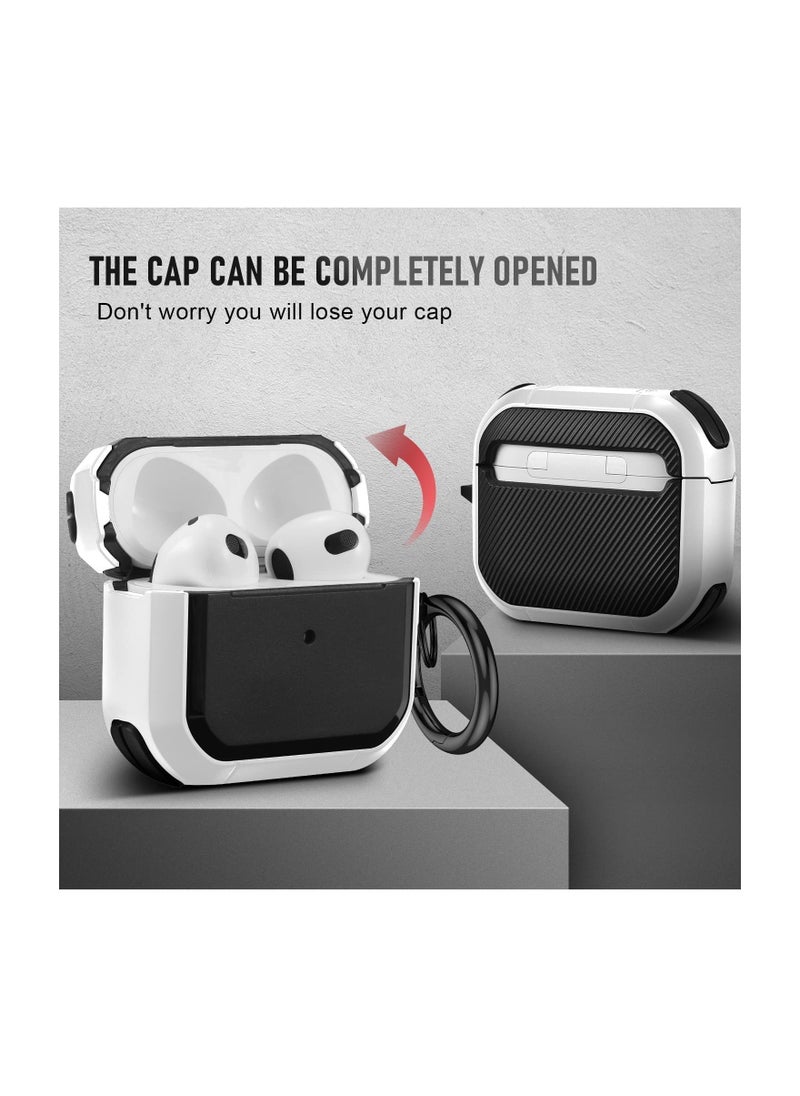 ELTRAZONE - AirPods 3 Case Cover with Keychain Upgraded Armor Shockproof Hard-Shell Protective TPU Compatible for Apple Airpods 3rd Generation Case for Women Men Girls Boys (Front LED Visible) - Image 1