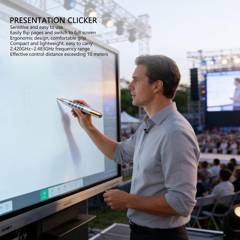 Wireless Presenter, Presentation Clicker and SlideAdvancer with One Click Operation, 10m Range and 2.4GHz Receiver, for Computer, Laptop - Image 2