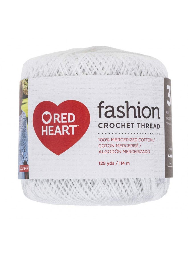 Red Heart Fashion Crochet Thread, 3, White 375 Foot