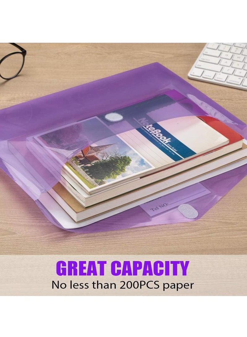 Sylqvxh 10 Pack Plastic Envelopes Poly Envelopes, Clear Document Folders File Folders US Letter A4 Size File Folder with Label Pocket, Teacher School Office Supplies Organization Storage, Assorted Color - Image 4